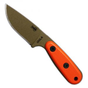 ESEE Izula Dark Earth Fixed Blade Knife w/ Orange G10 Handles and Black Molded Polymer Sheath